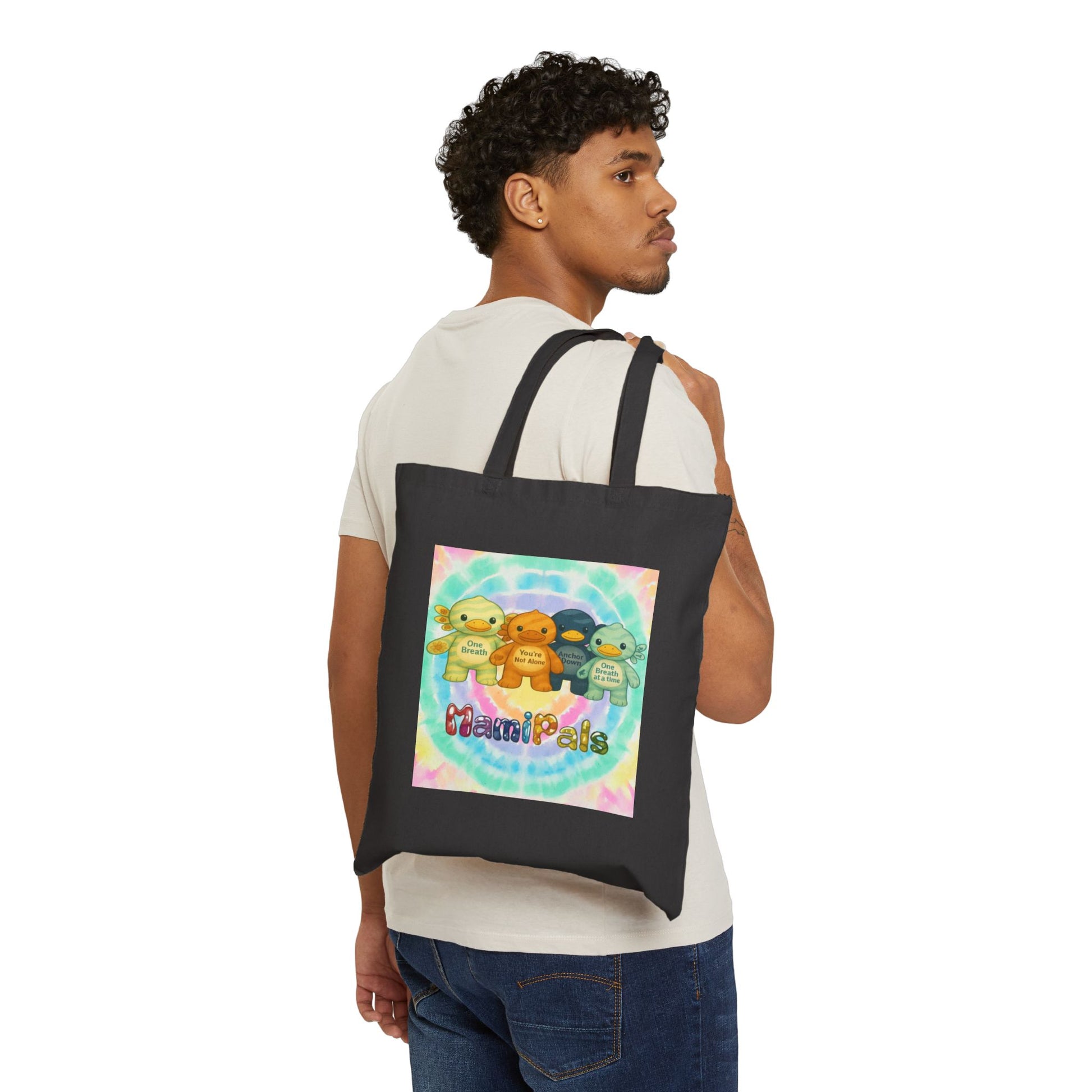 Colorful Cartoon Friends Cotton Canvas Tote Bag - Eco-Friendly, Reusable Shopping, Gift for Kids, Beach Bag, Cute Art Design