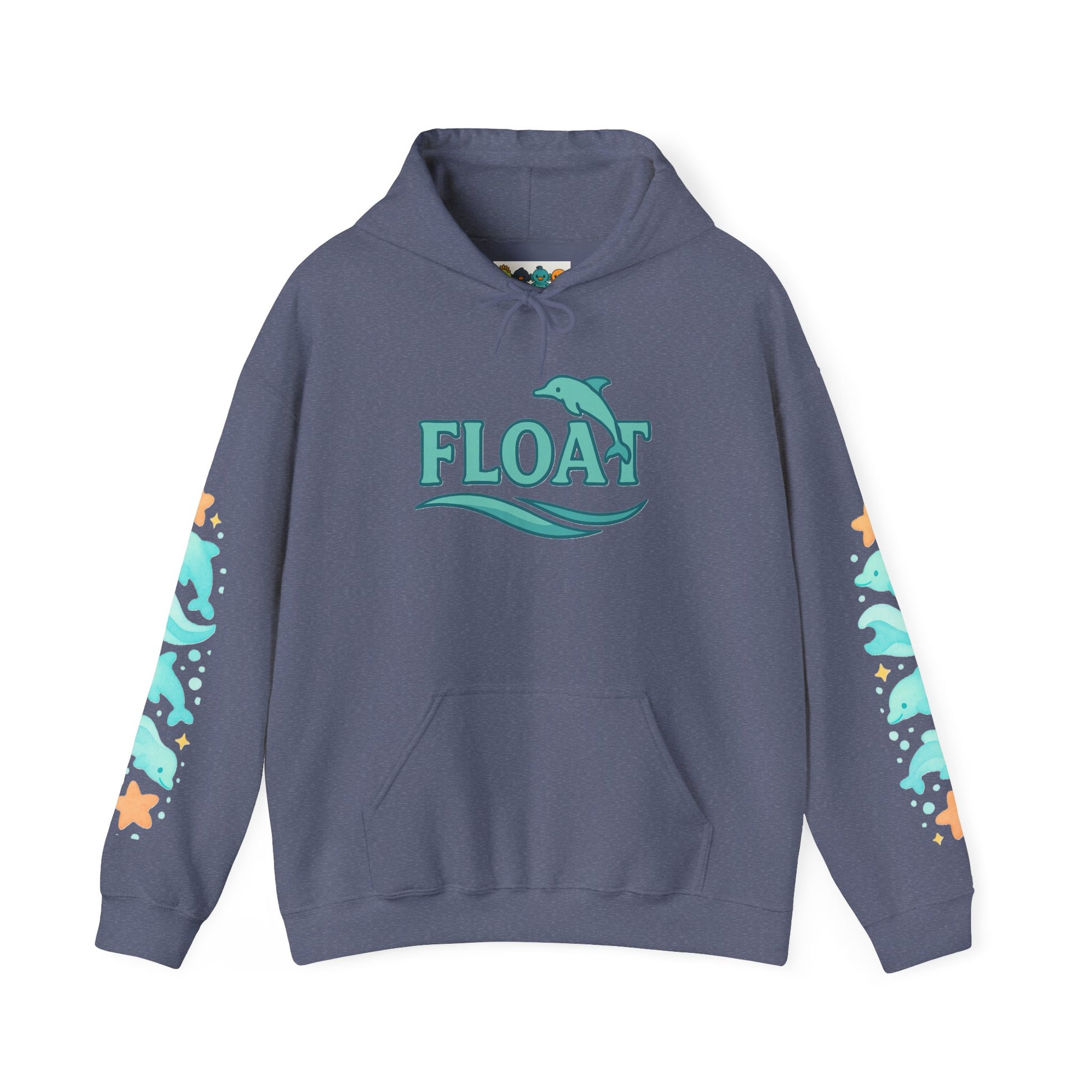 Cozy Dolphin Print Hoodie, Unisex Beachwear, Float Sweatshirt, Gift for Ocean Lovers, Cute Summer Attire, Relaxing Vibes