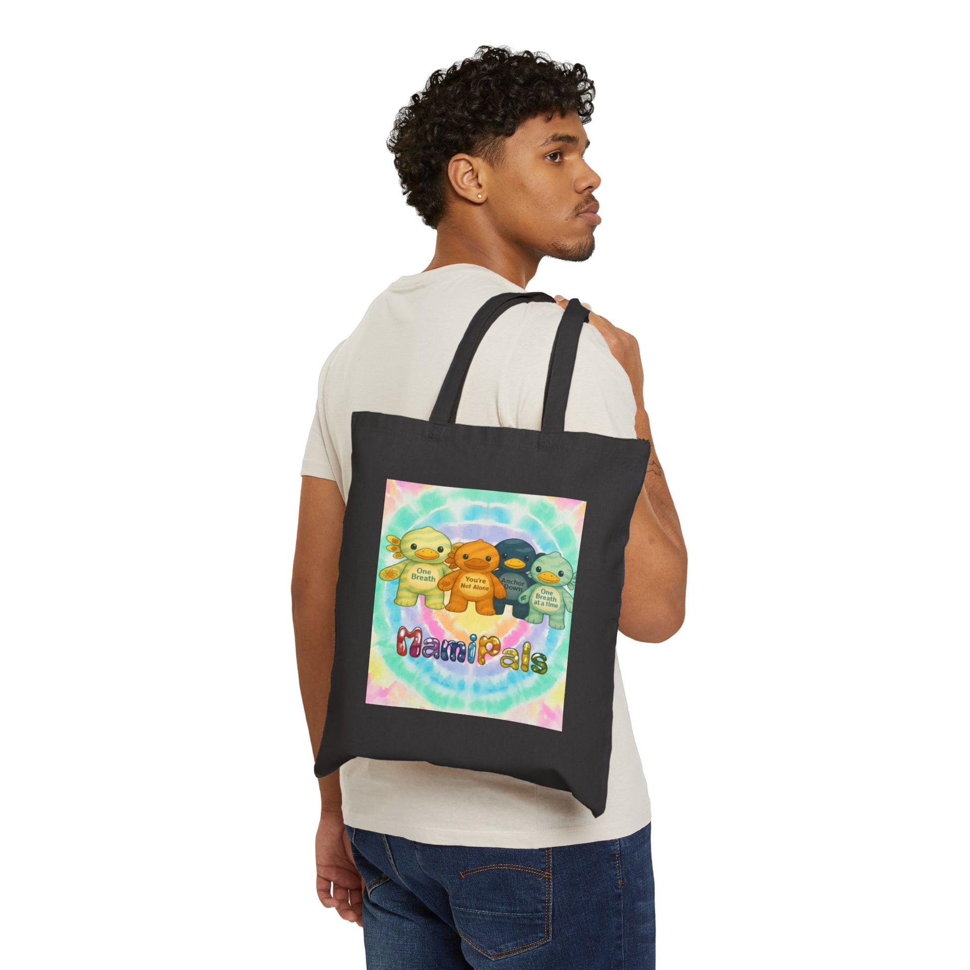Colorful Cartoon Friends Cotton Canvas Tote Bag - Eco-Friendly, Reusable Shopping, Gift for Kids, Beach Bag, Cute Art Design