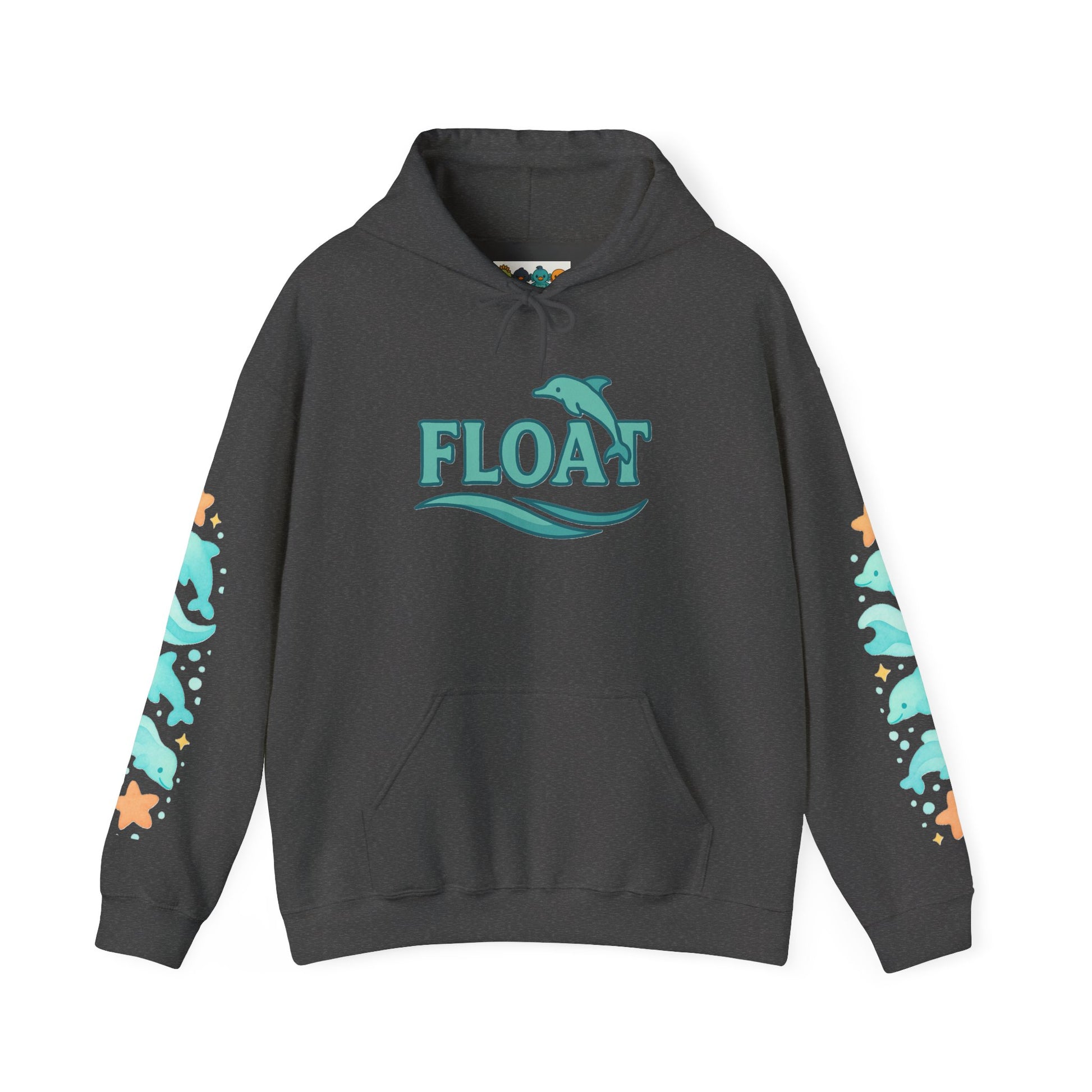 Cozy Dolphin Print Hoodie, Unisex Beachwear, Float Sweatshirt, Gift for Ocean Lovers, Cute Summer Attire, Relaxing Vibes