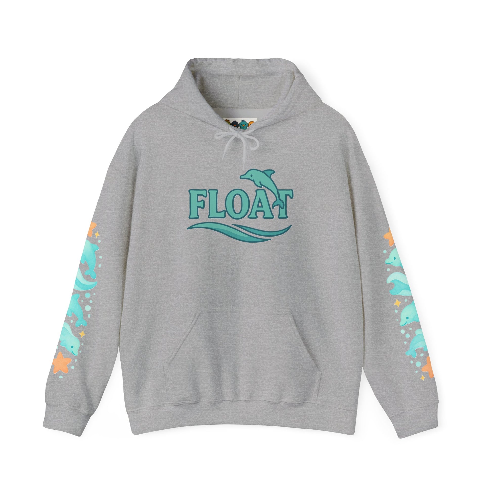 Cozy Dolphin Print Hoodie, Unisex Beachwear, Float Sweatshirt, Gift for Ocean Lovers, Cute Summer Attire, Relaxing Vibes