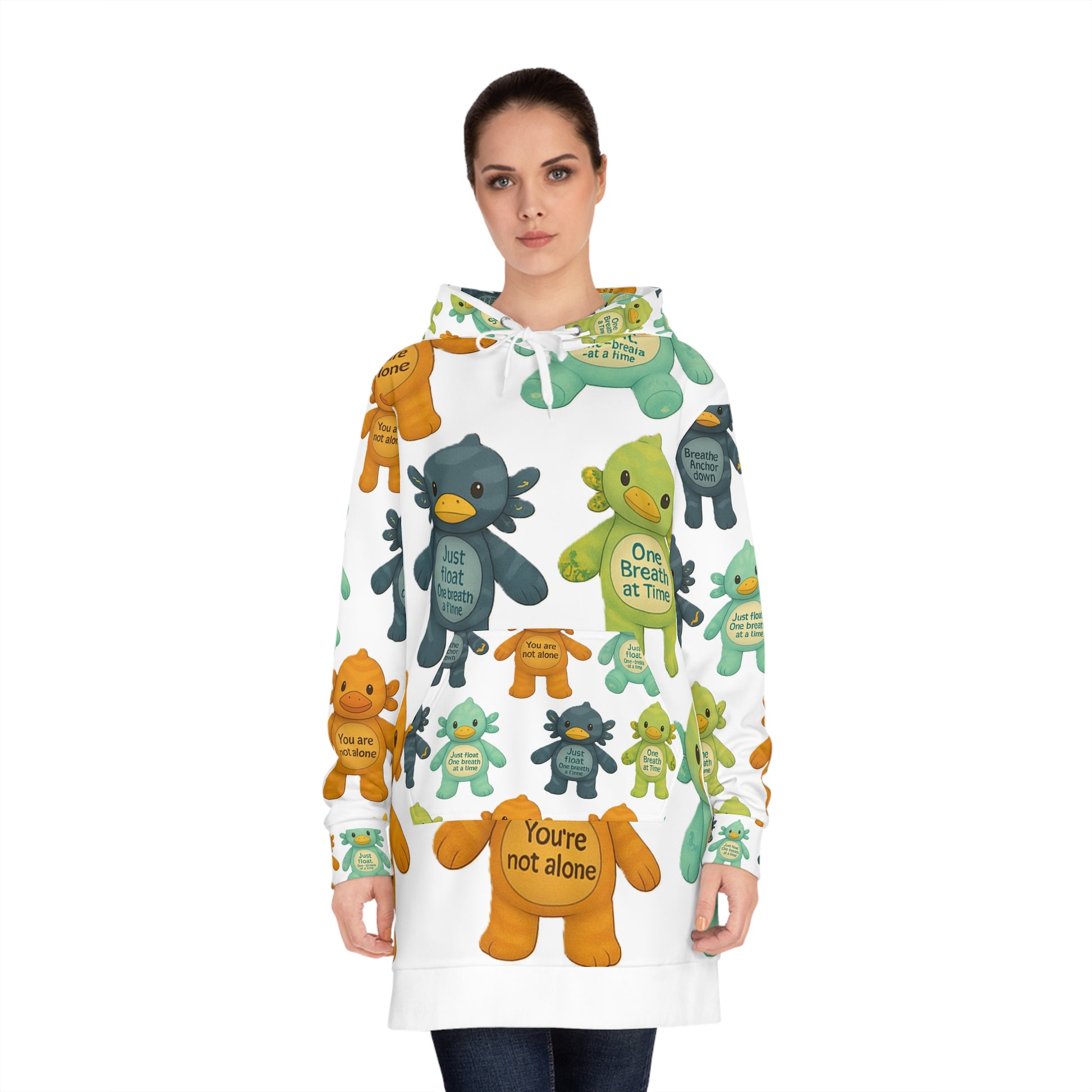 Colorful Inspirational Women's Hoodie Dress, Motivational Fashion, Self-Care Outfit, Cozy Gift for Her, Relaxed Fit, Fun and Positive Vibes