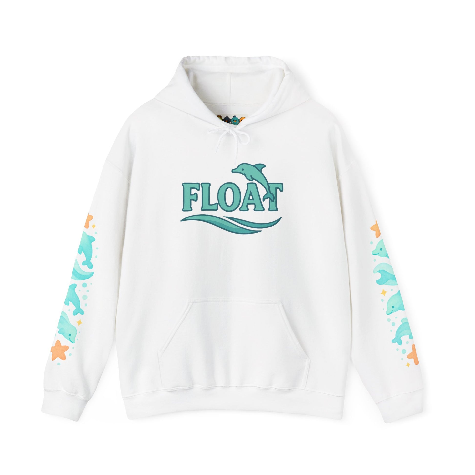 Cozy Dolphin Print Hoodie, Unisex Beachwear, Float Sweatshirt, Gift for Ocean Lovers, Cute Summer Attire, Relaxing Vibes