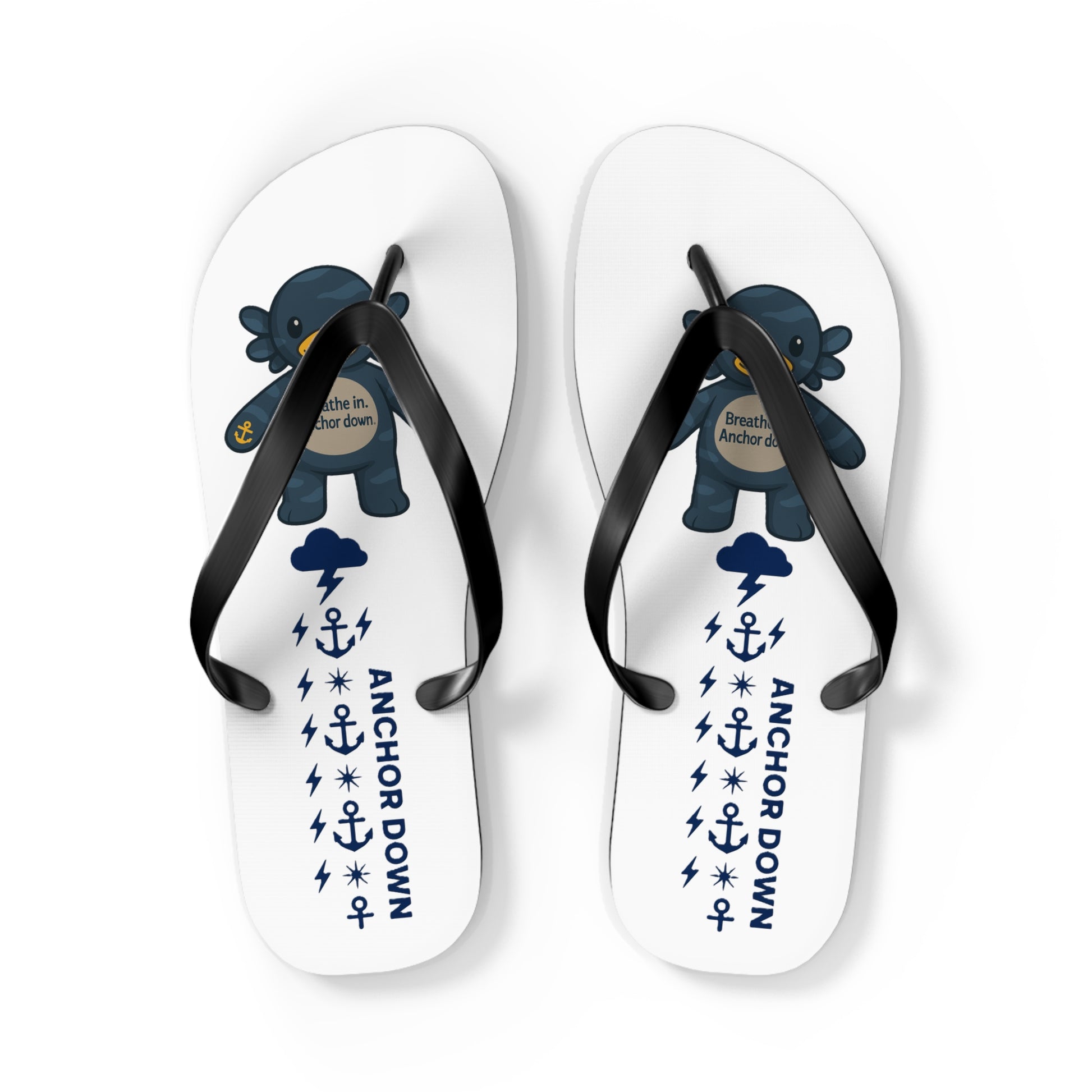 Cute Beach Flip Flops, Summer Footwear, Vacation Sandals, Gift for Beach Lovers, Fun Flip Flops with Cartoon Design