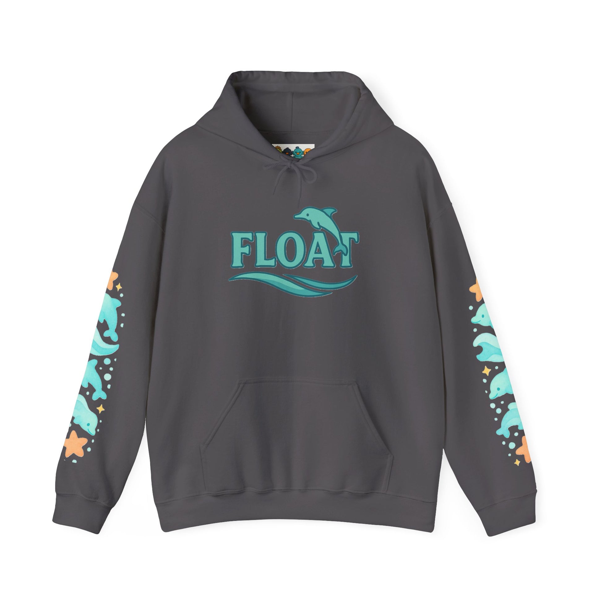 Cozy Dolphin Print Hoodie, Unisex Beachwear, Float Sweatshirt, Gift for Ocean Lovers, Cute Summer Attire, Relaxing Vibes