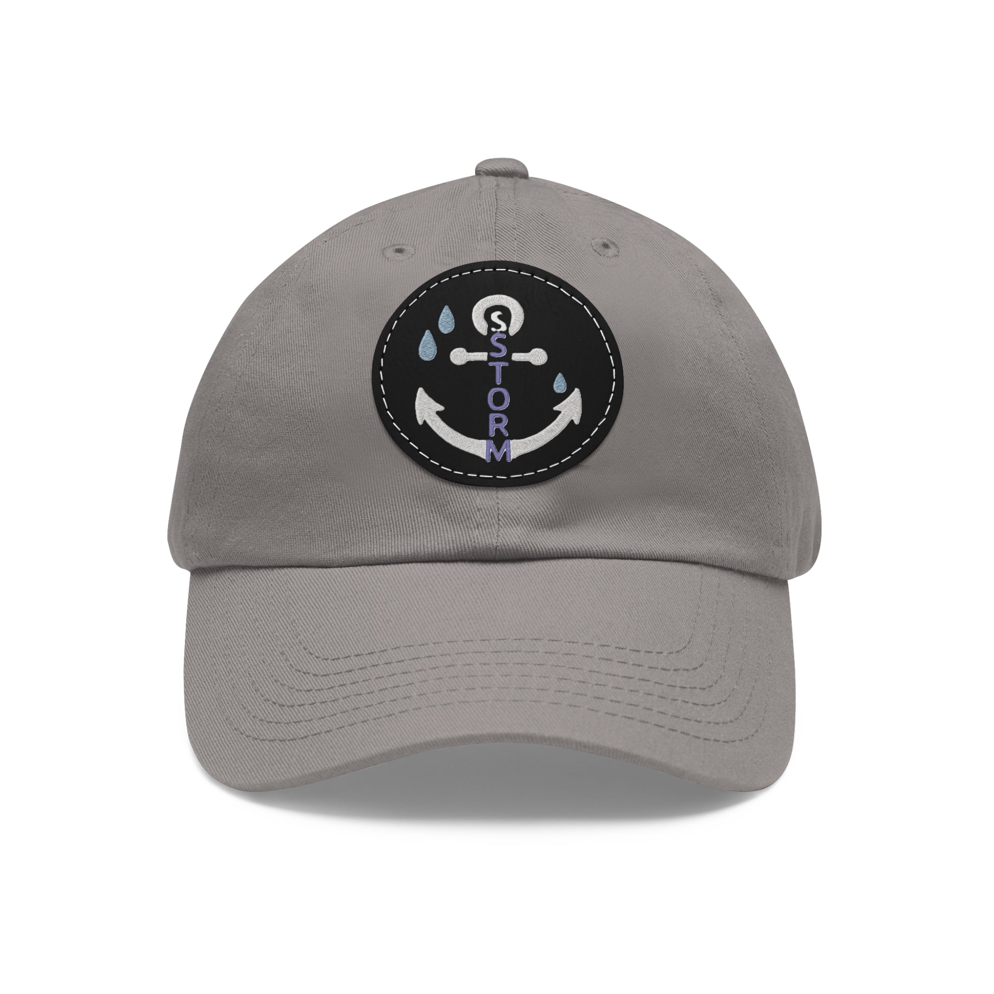 Nautical Dad Hat with Leather Patch, Storm Anchor Cap, Casual Beachwear, Perfect Gift for Fathers, Summer Accessories