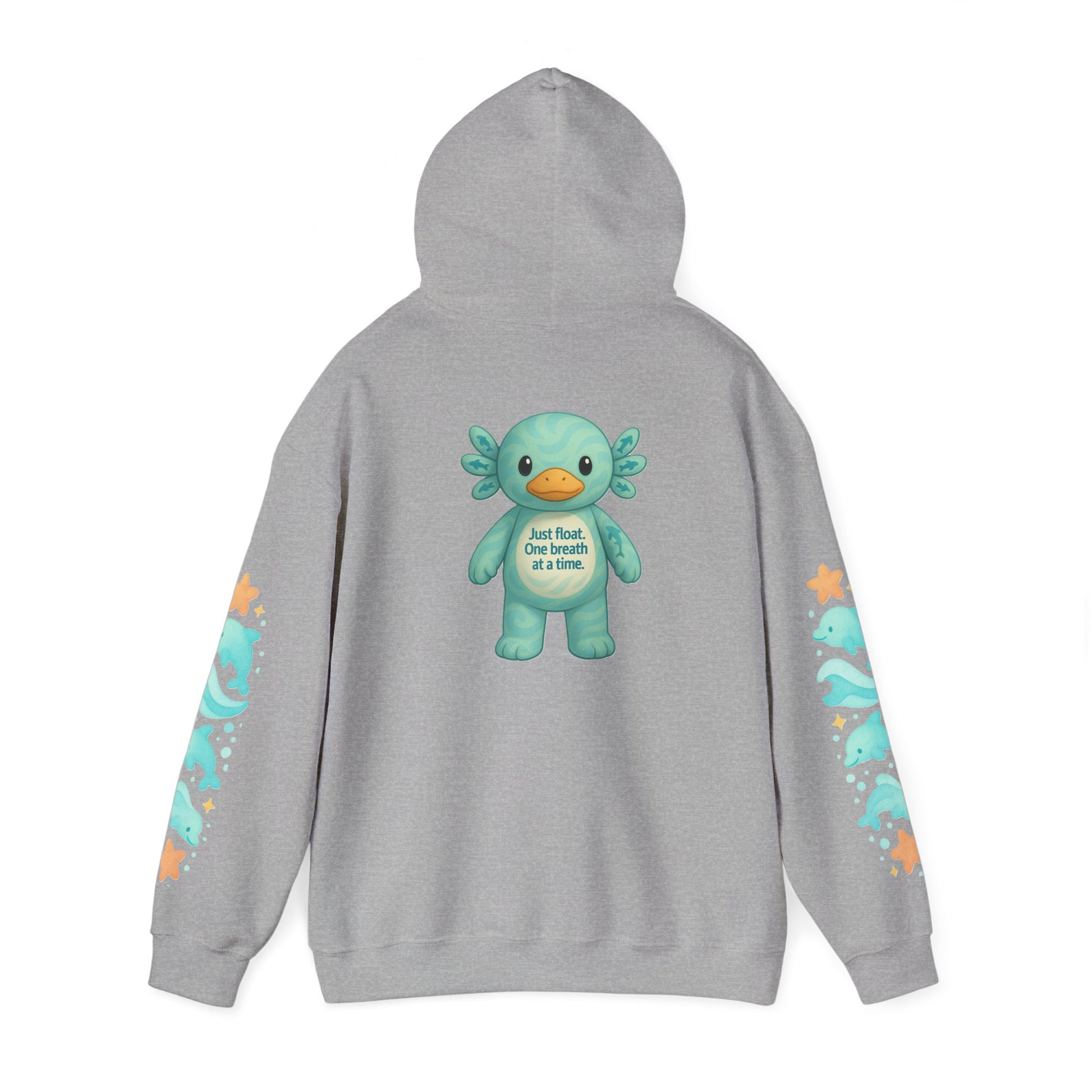 Cozy Dolphin Print Hoodie, Unisex Beachwear, Float Sweatshirt, Gift for Ocean Lovers, Cute Summer Attire, Relaxing Vibes