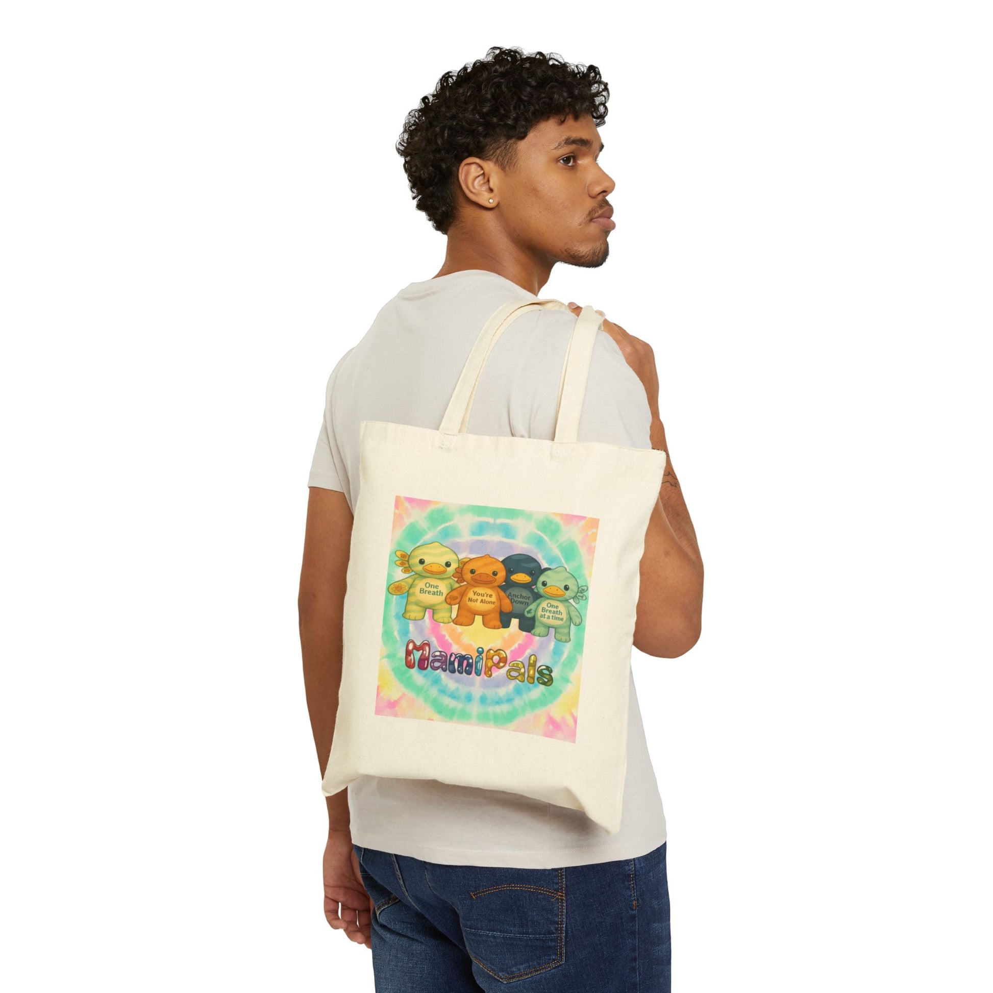 Colorful Cartoon Friends Cotton Canvas Tote Bag - Eco-Friendly, Reusable Shopping, Gift for Kids, Beach Bag, Cute Art Design