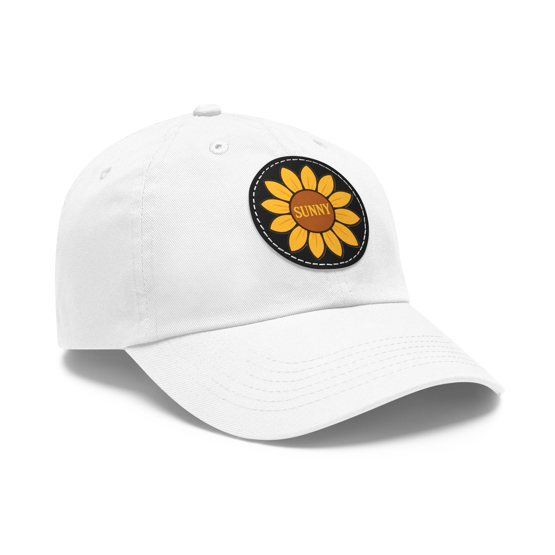 Sunny Dad Hat with Leather Patch, Stylish Sunflower Cap, Casual Summer Apparel, Gift for Dad, Outdoor Accessories