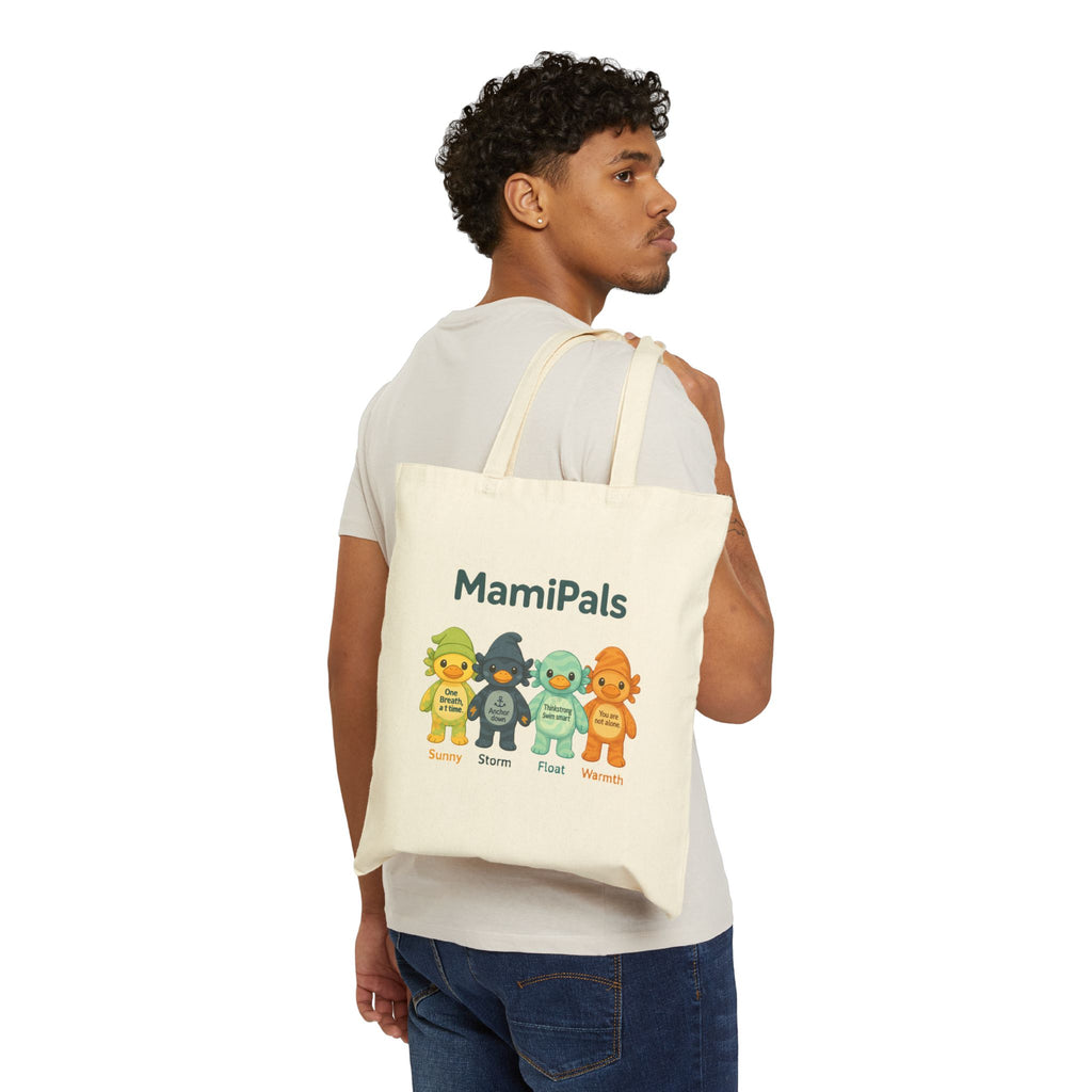 MamiPals Cotton Canvas Tote Bag - Cute Tote for Moms, Eco-Friendly Shopper, Gift for Baby Showers, Stylish Everyday Bag, Kid-Friendly Design