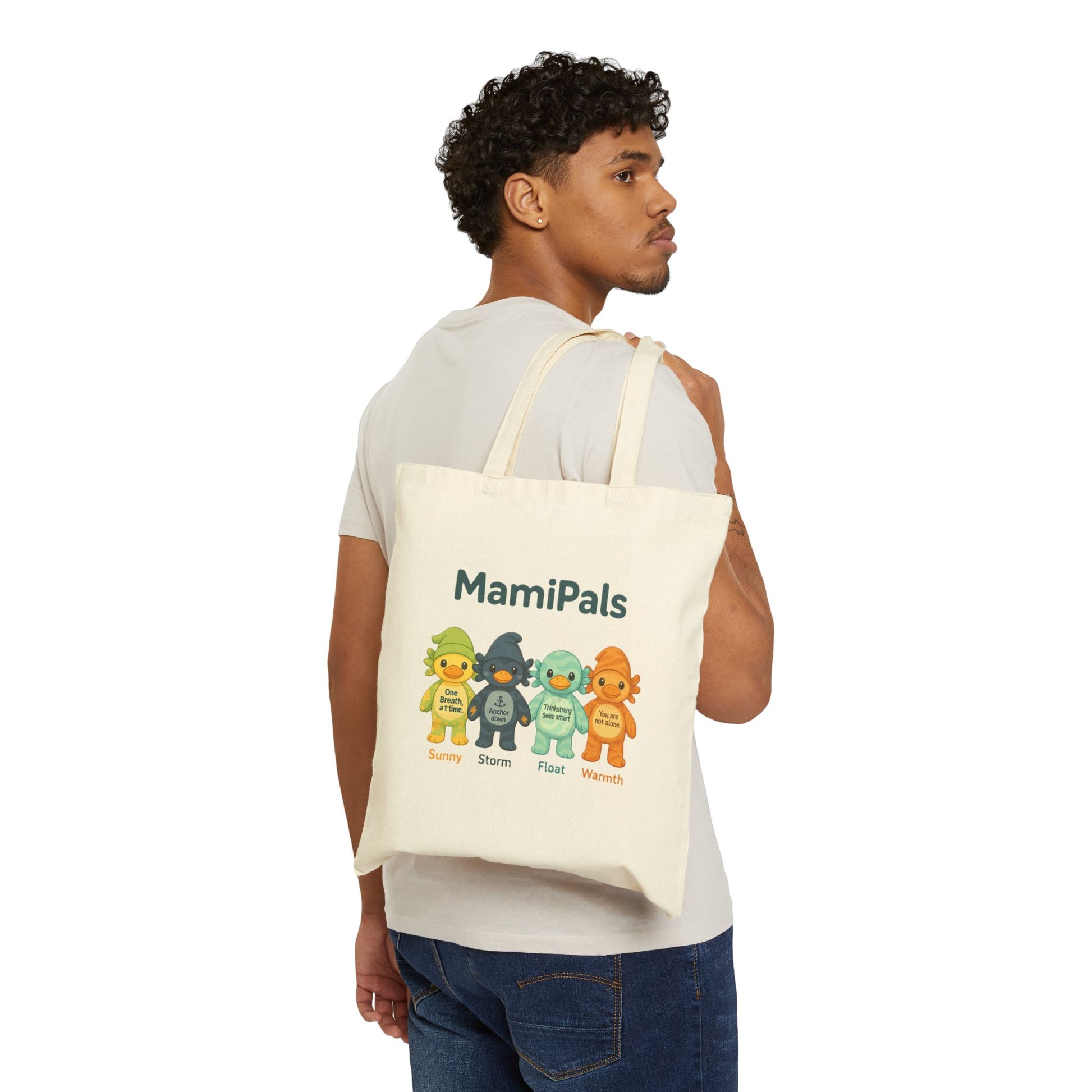 MamiPals Cotton Canvas Tote Bag - Cute Tote for Moms, Eco-Friendly Shopper, Gift for Baby Showers, Stylish Everyday Bag, Kid-Friendly Design
