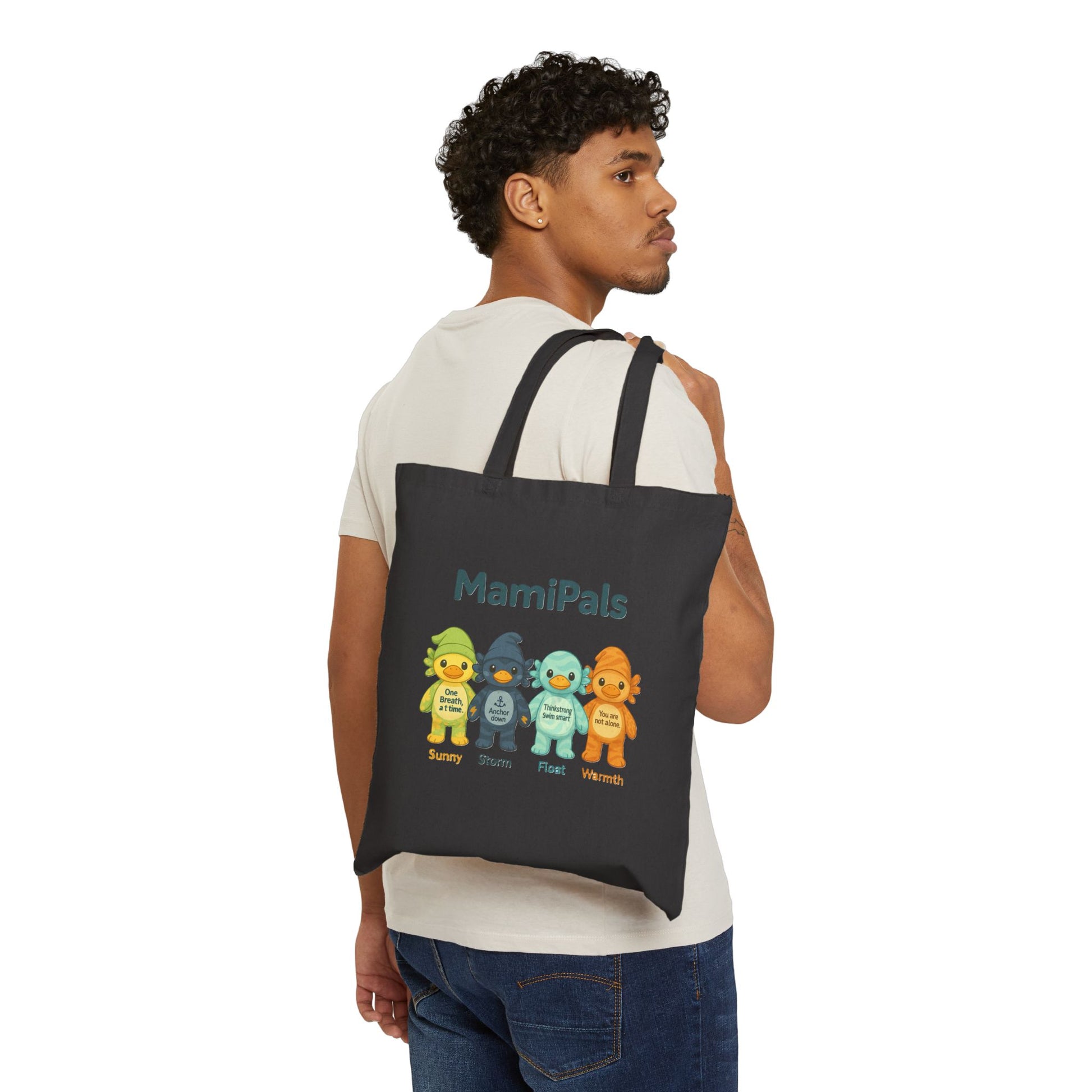 MamiPals Cotton Canvas Tote Bag - Cute Tote for Moms, Eco-Friendly Shopper, Gift for Baby Showers, Stylish Everyday Bag, Kid-Friendly Design