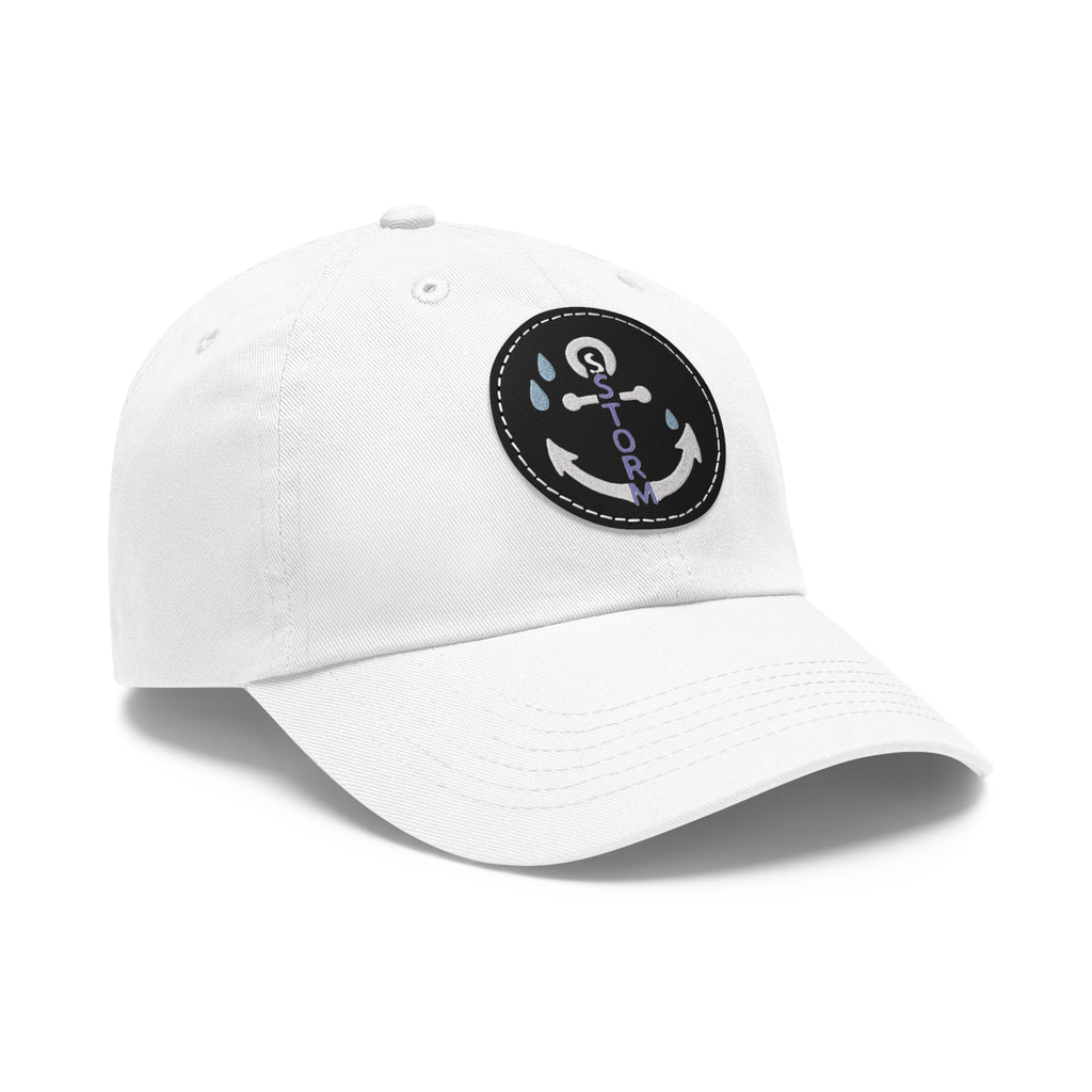 Nautical Dad Hat with Leather Patch, Storm Anchor Cap, Casual Beachwear, Perfect Gift for Fathers, Summer Accessories