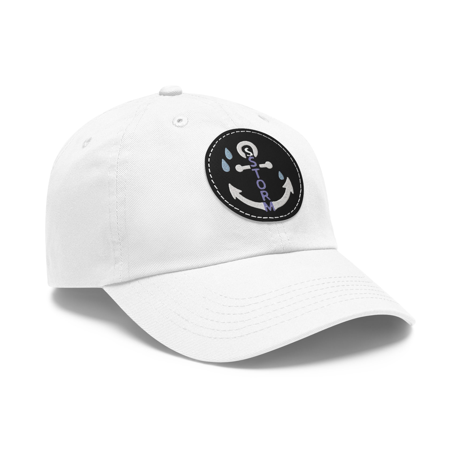 Nautical Dad Hat with Leather Patch, Storm Anchor Cap, Casual Beachwear, Perfect Gift for Fathers, Summer Accessories