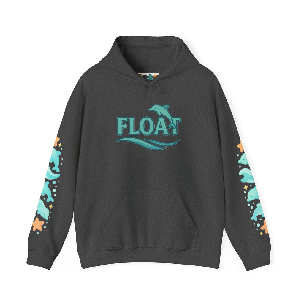 Cozy Dolphin Print Hoodie, Unisex Beachwear, Float Sweatshirt, Gift for Ocean Lovers, Cute Summer Attire, Relaxing Vibes