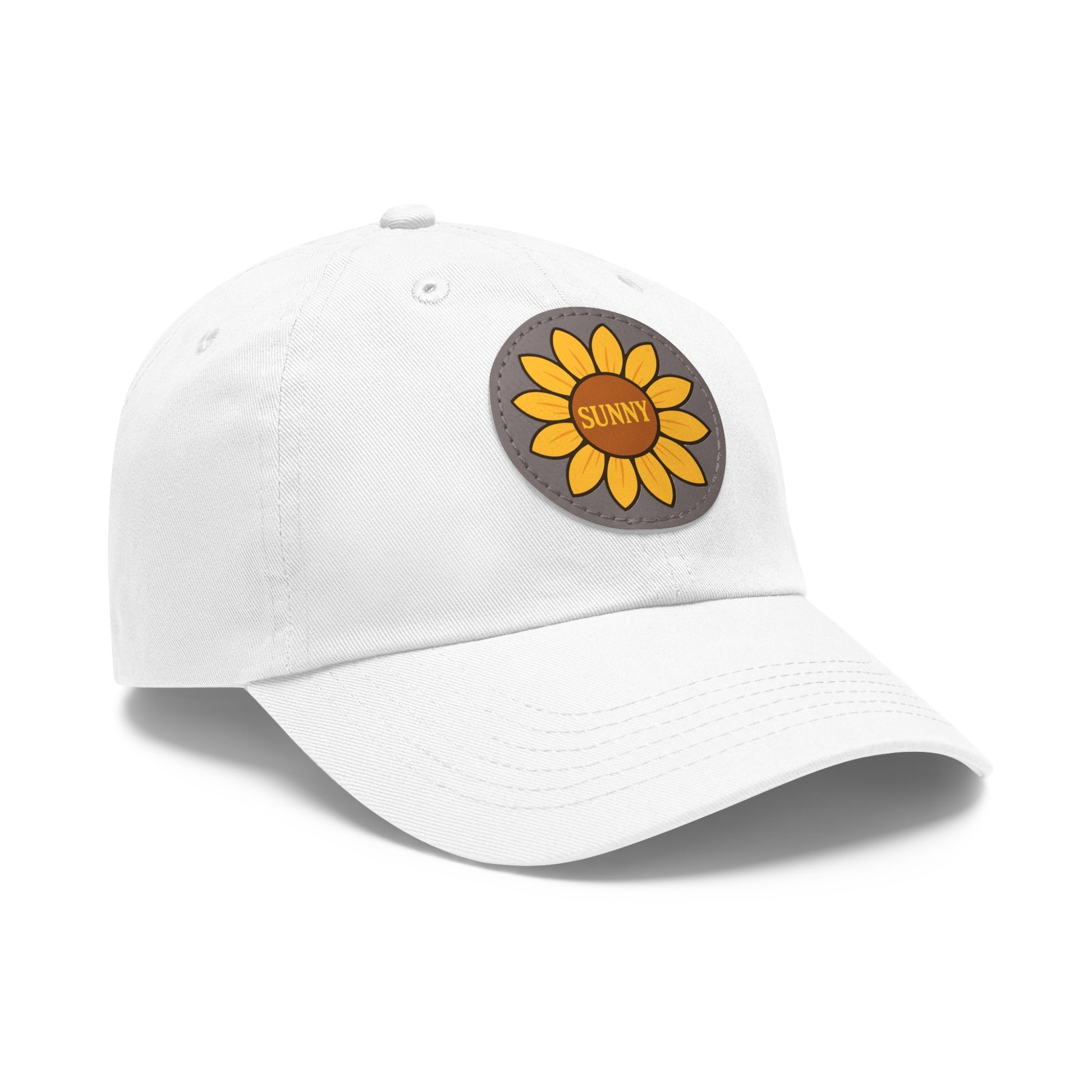 Sunny Dad Hat with Leather Patch, Stylish Sunflower Cap, Casual Summer Apparel, Gift for Dad, Outdoor Accessories