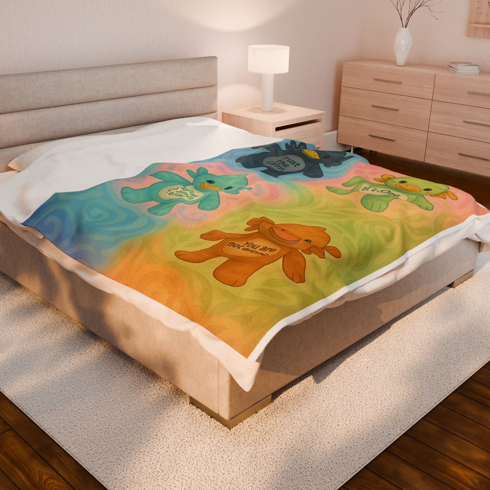 Inspirational Plush Blanket for Comfort and Relaxation, Cozy Throw for Self-Care, Gift for Stress Relief, Ideal for Wellness