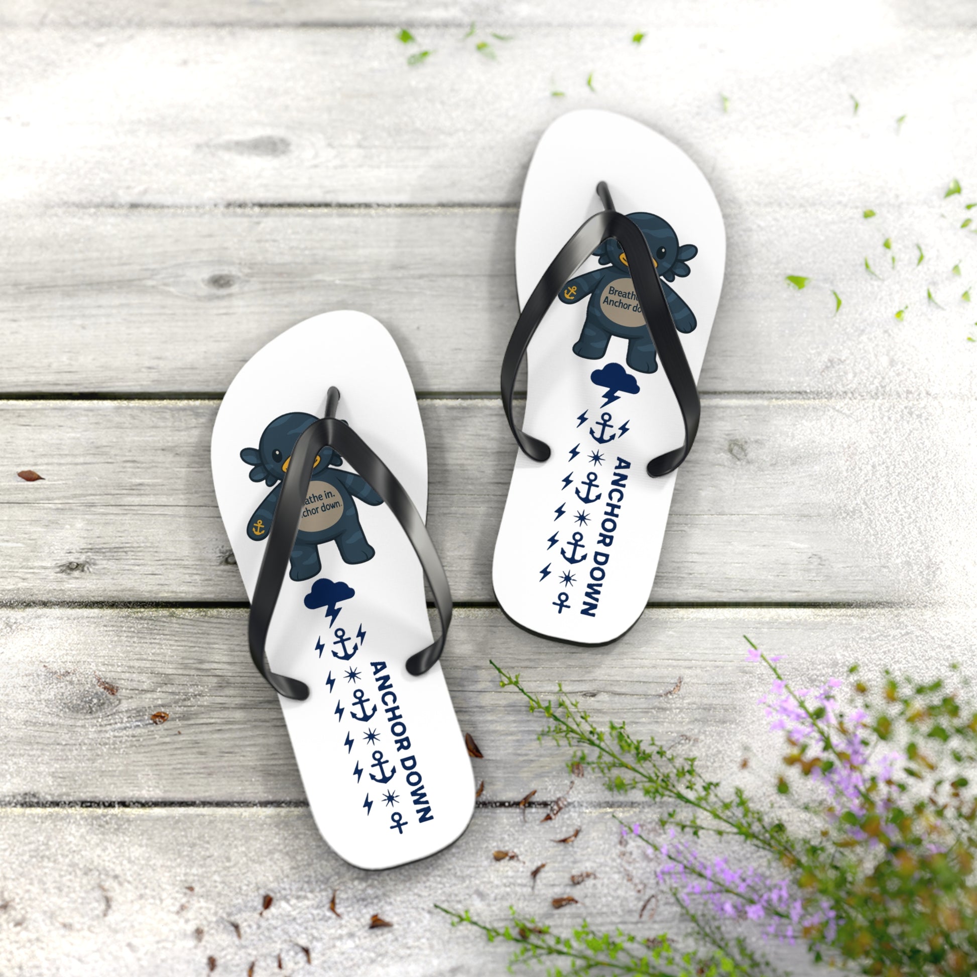 Cute Beach Flip Flops, Summer Footwear, Vacation Sandals, Gift for Beach Lovers, Fun Flip Flops with Cartoon Design