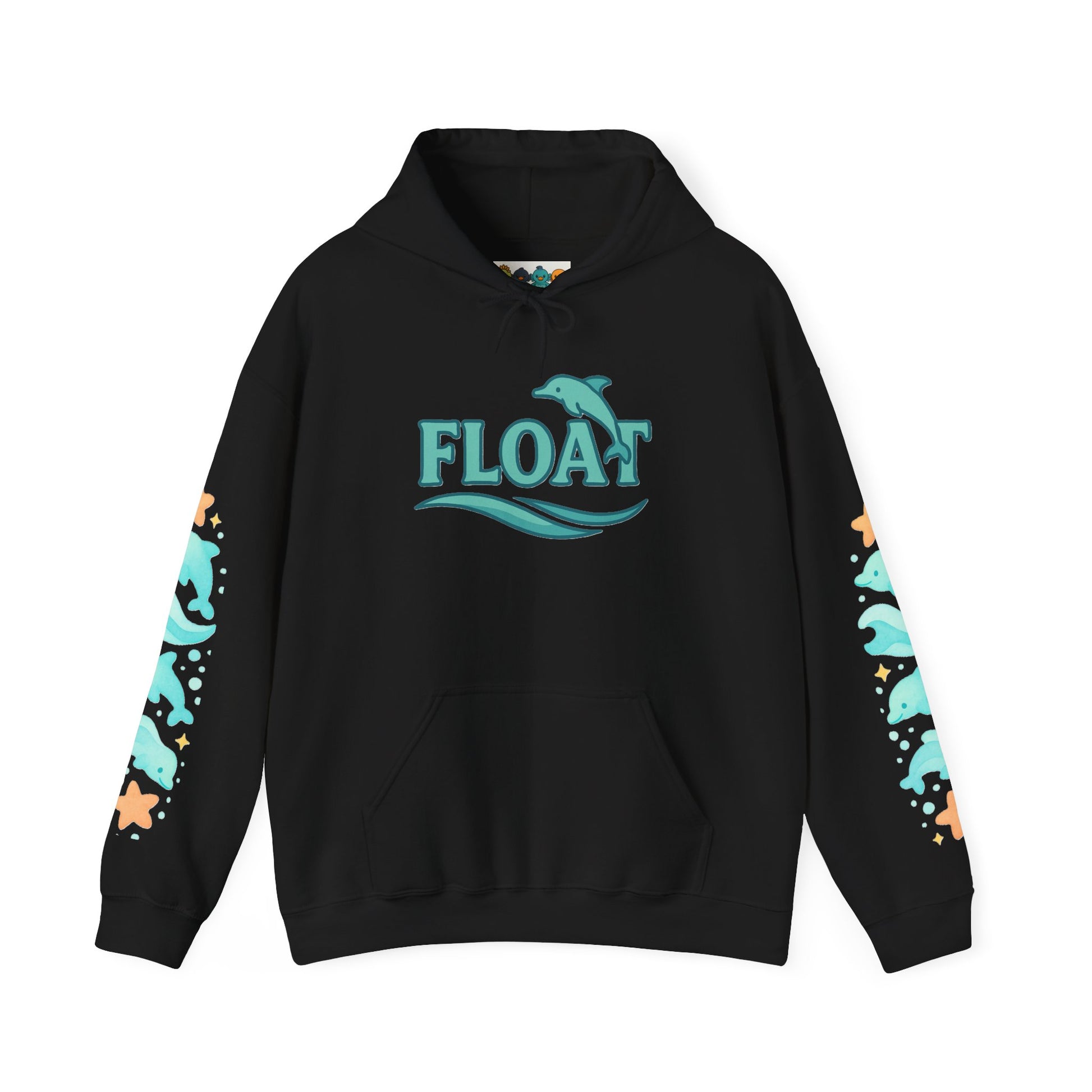 Cozy Dolphin Print Hoodie, Unisex Beachwear, Float Sweatshirt, Gift for Ocean Lovers, Cute Summer Attire, Relaxing Vibes