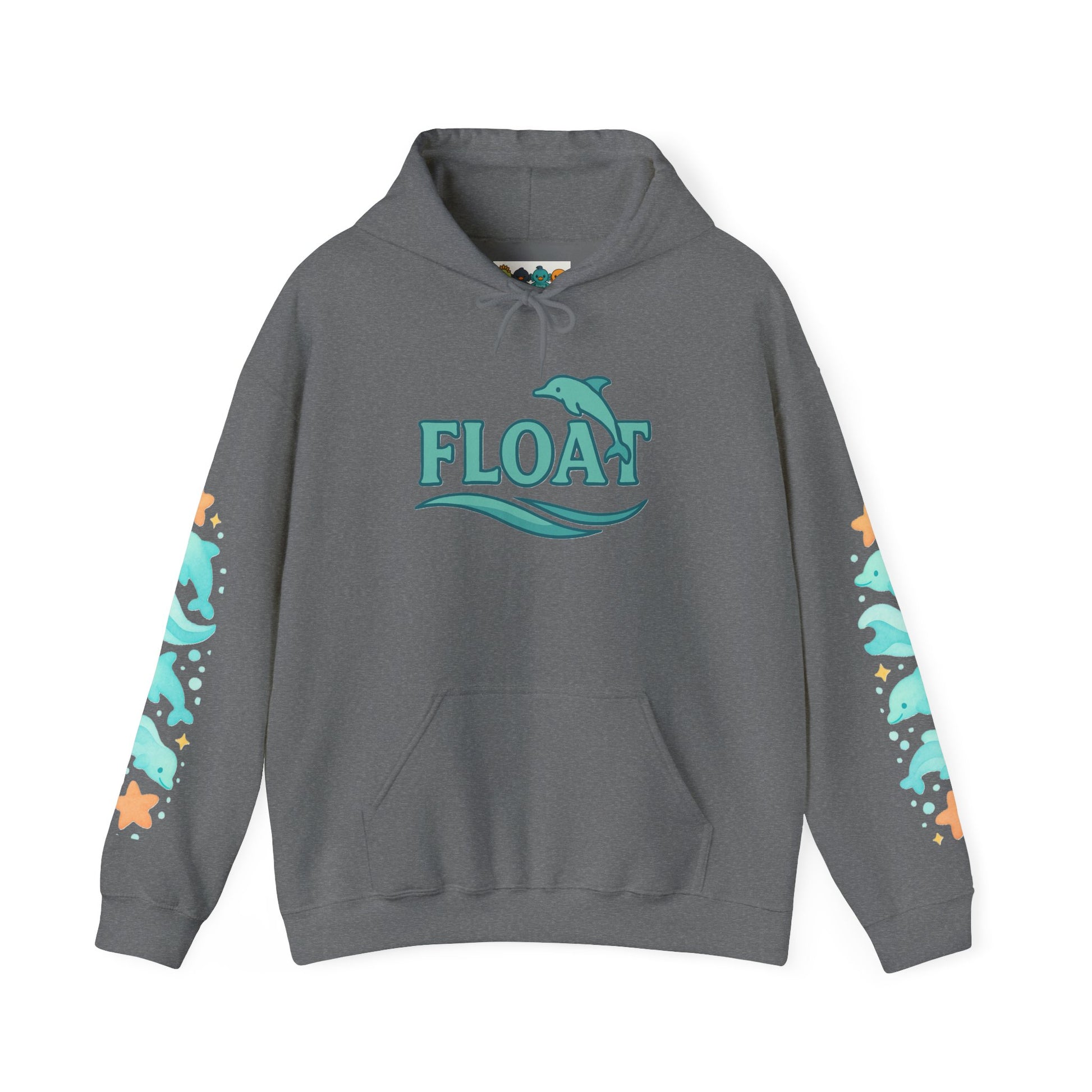 Cozy Dolphin Print Hoodie, Unisex Beachwear, Float Sweatshirt, Gift for Ocean Lovers, Cute Summer Attire, Relaxing Vibes