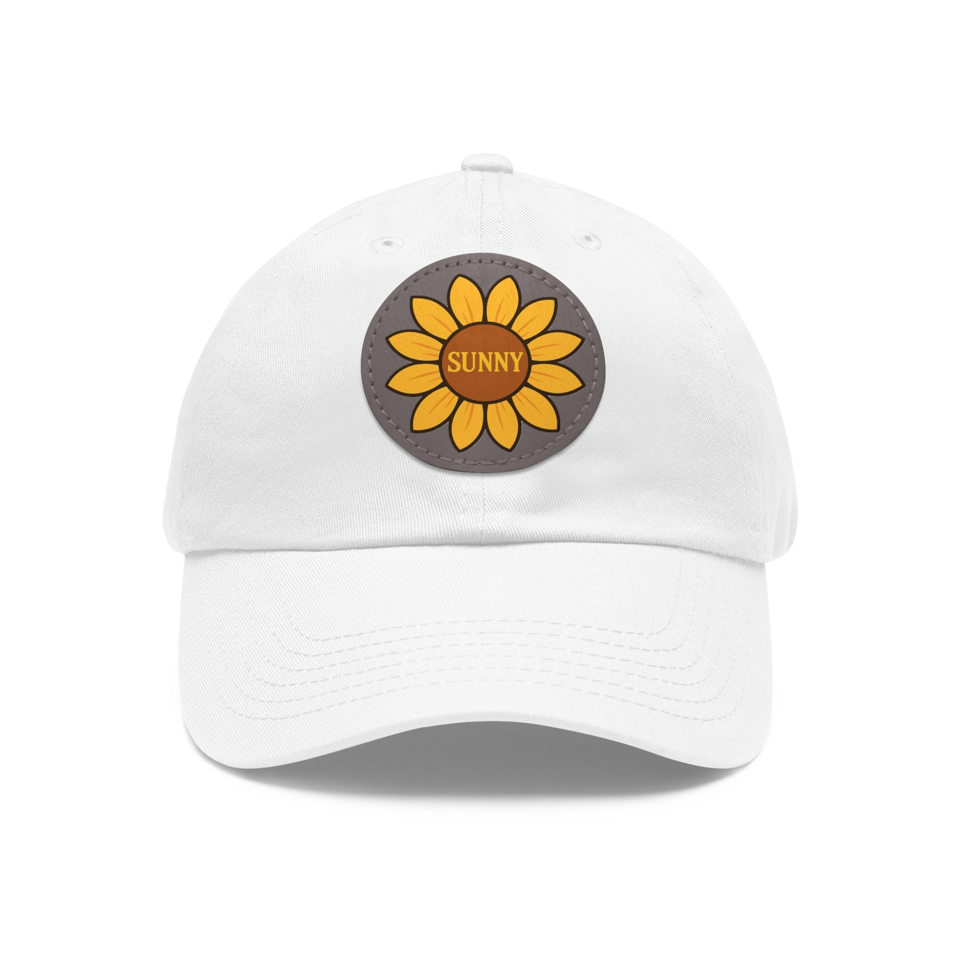 Sunny Dad Hat with Leather Patch, Stylish Sunflower Cap, Casual Summer Apparel, Gift for Dad, Outdoor Accessories