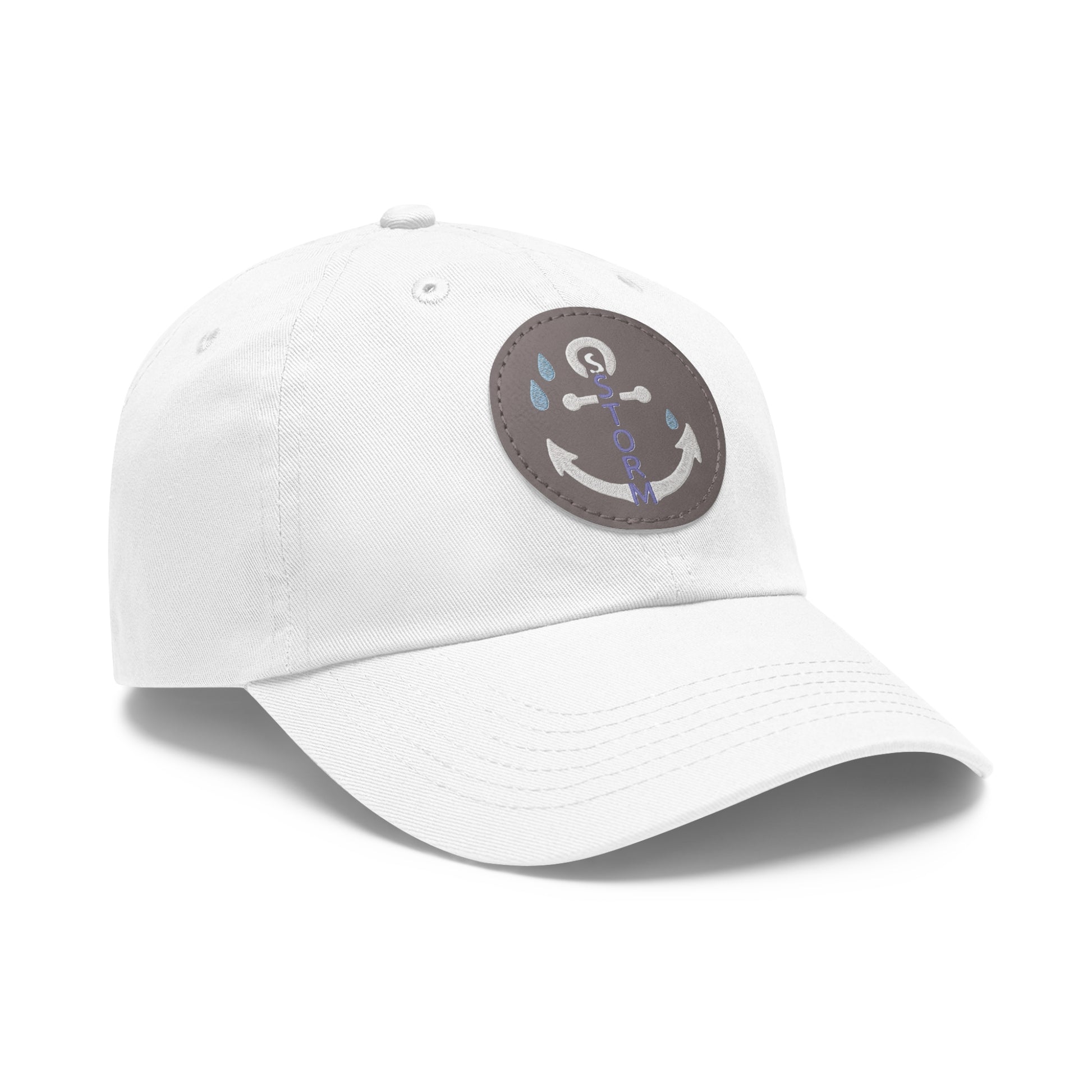 Nautical Dad Hat with Leather Patch, Storm Anchor Cap, Casual Beachwear, Perfect Gift for Fathers, Summer Accessories