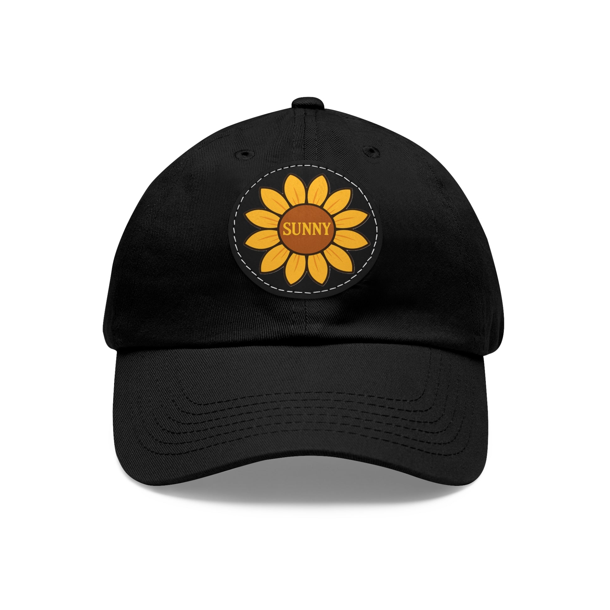 Sunny Dad Hat with Leather Patch, Stylish Sunflower Cap, Casual Summer Apparel, Gift for Dad, Outdoor Accessories