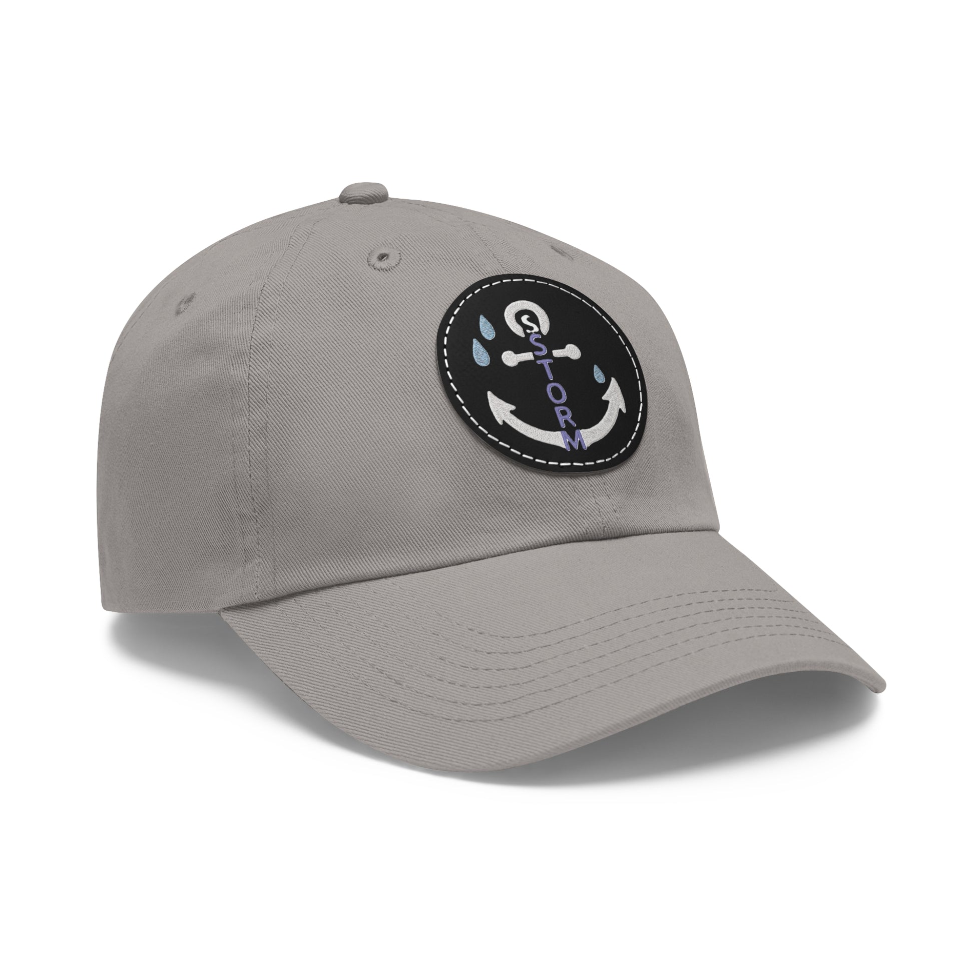 Nautical Dad Hat with Leather Patch, Storm Anchor Cap, Casual Beachwear, Perfect Gift for Fathers, Summer Accessories