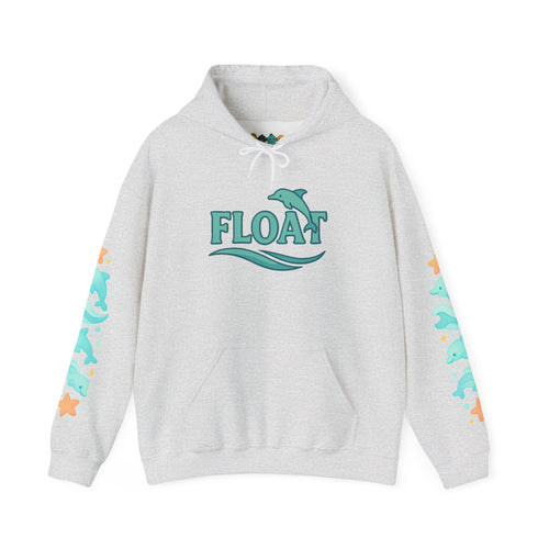 Cozy Dolphin Print Hoodie, Unisex Beachwear, Float Sweatshirt, Gift for Ocean Lovers, Cute Summer Attire, Relaxing Vibes