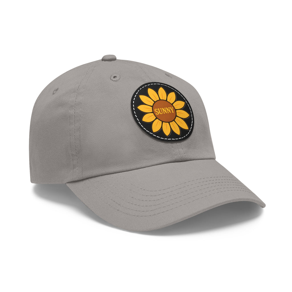 Sunny Dad Hat with Leather Patch, Stylish Sunflower Cap, Casual Summer Apparel, Gift for Dad, Outdoor Accessories