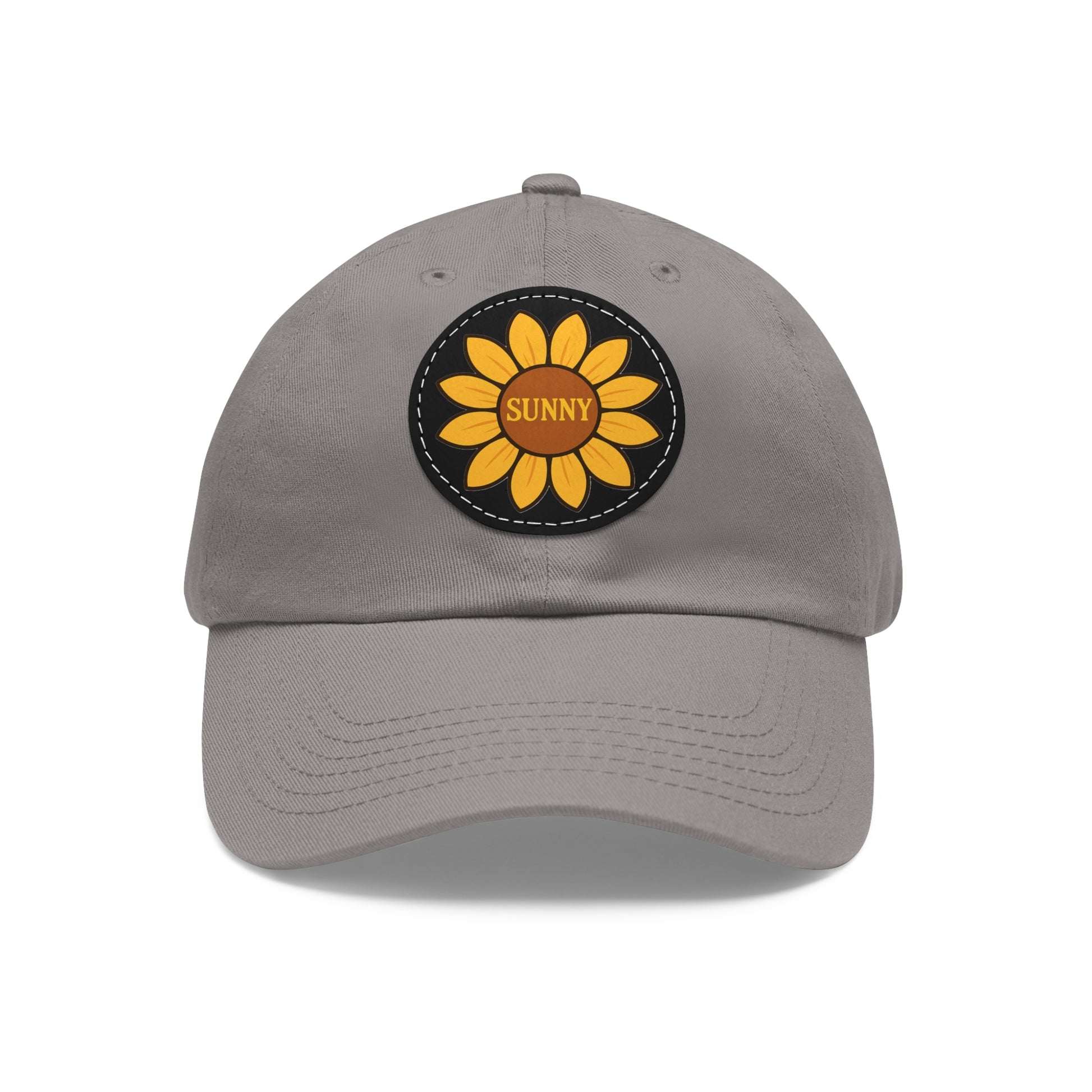 Sunny Dad Hat with Leather Patch, Stylish Sunflower Cap, Casual Summer Apparel, Gift for Dad, Outdoor Accessories