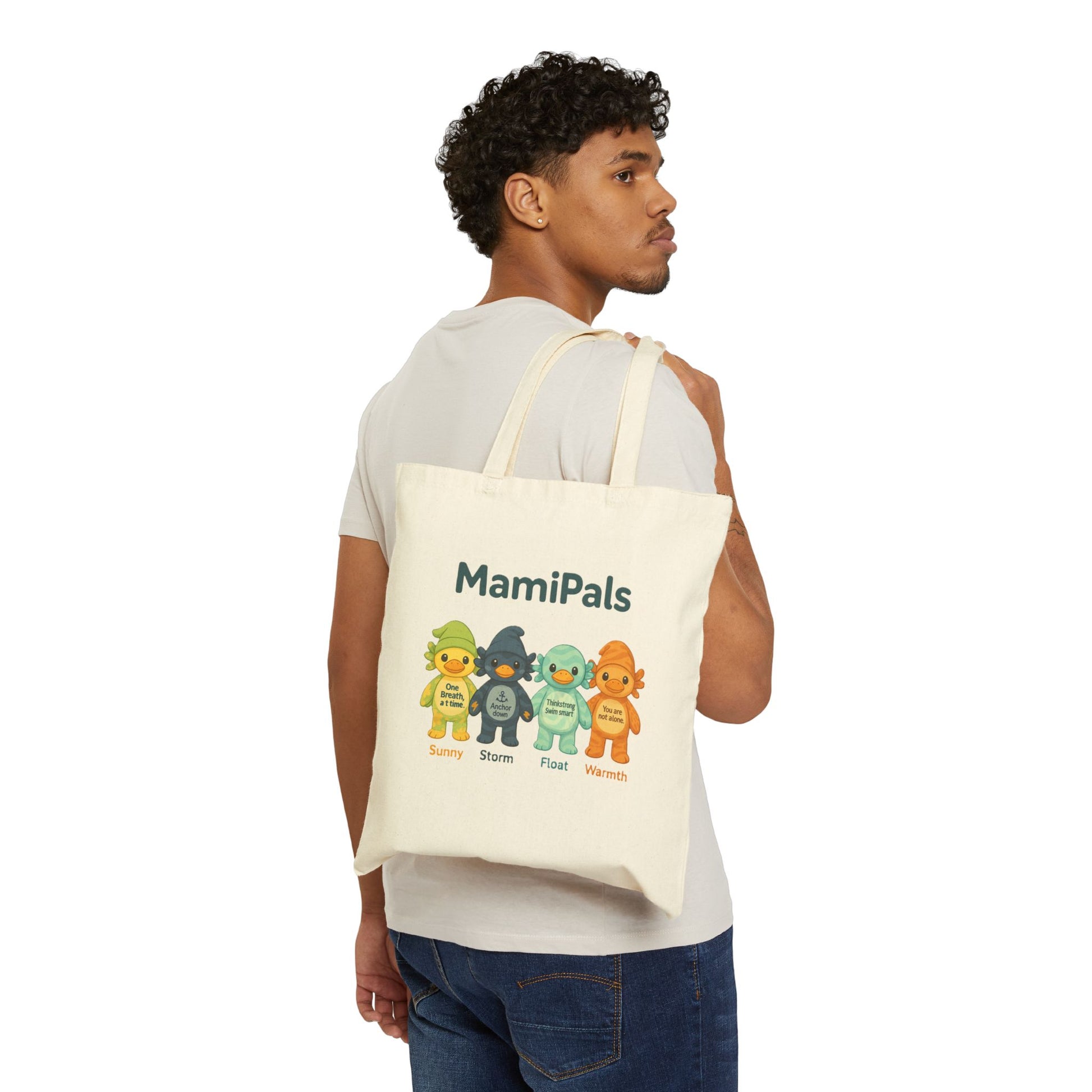 MamiPals Cotton Canvas Tote Bag - Cute Tote for Moms, Eco-Friendly Shopper, Gift for Baby Showers, Stylish Everyday Bag, Kid-Friendly Design