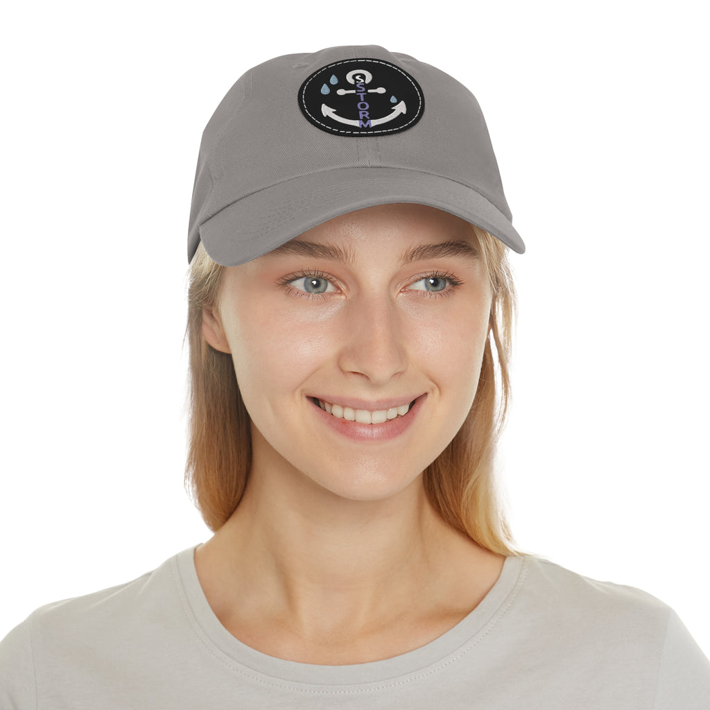 Nautical Dad Hat with Leather Patch, Storm Anchor Cap, Casual Beachwear, Perfect Gift for Fathers, Summer Accessories