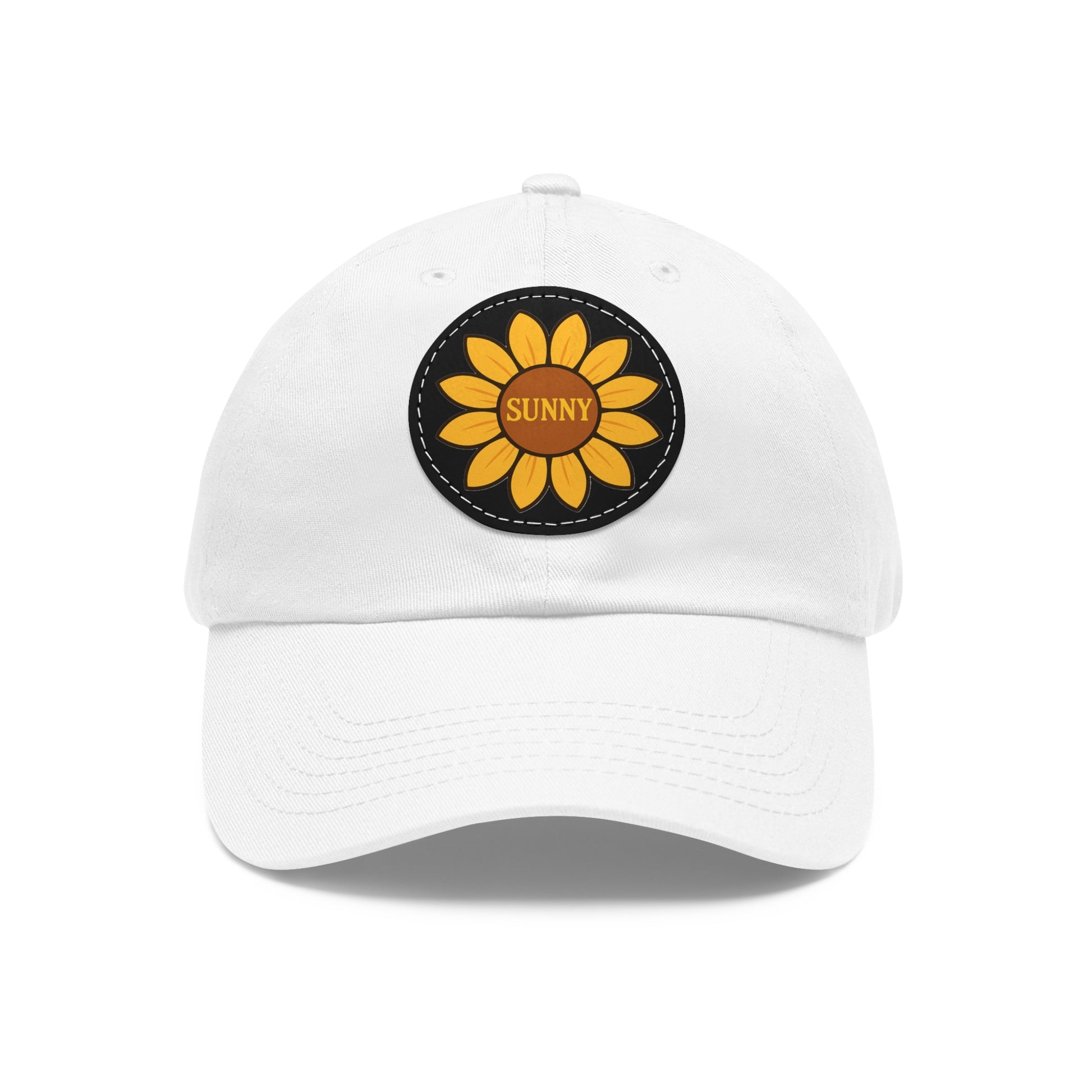 Sunny Dad Hat with Leather Patch, Stylish Sunflower Cap, Casual Summer Apparel, Gift for Dad, Outdoor Accessories