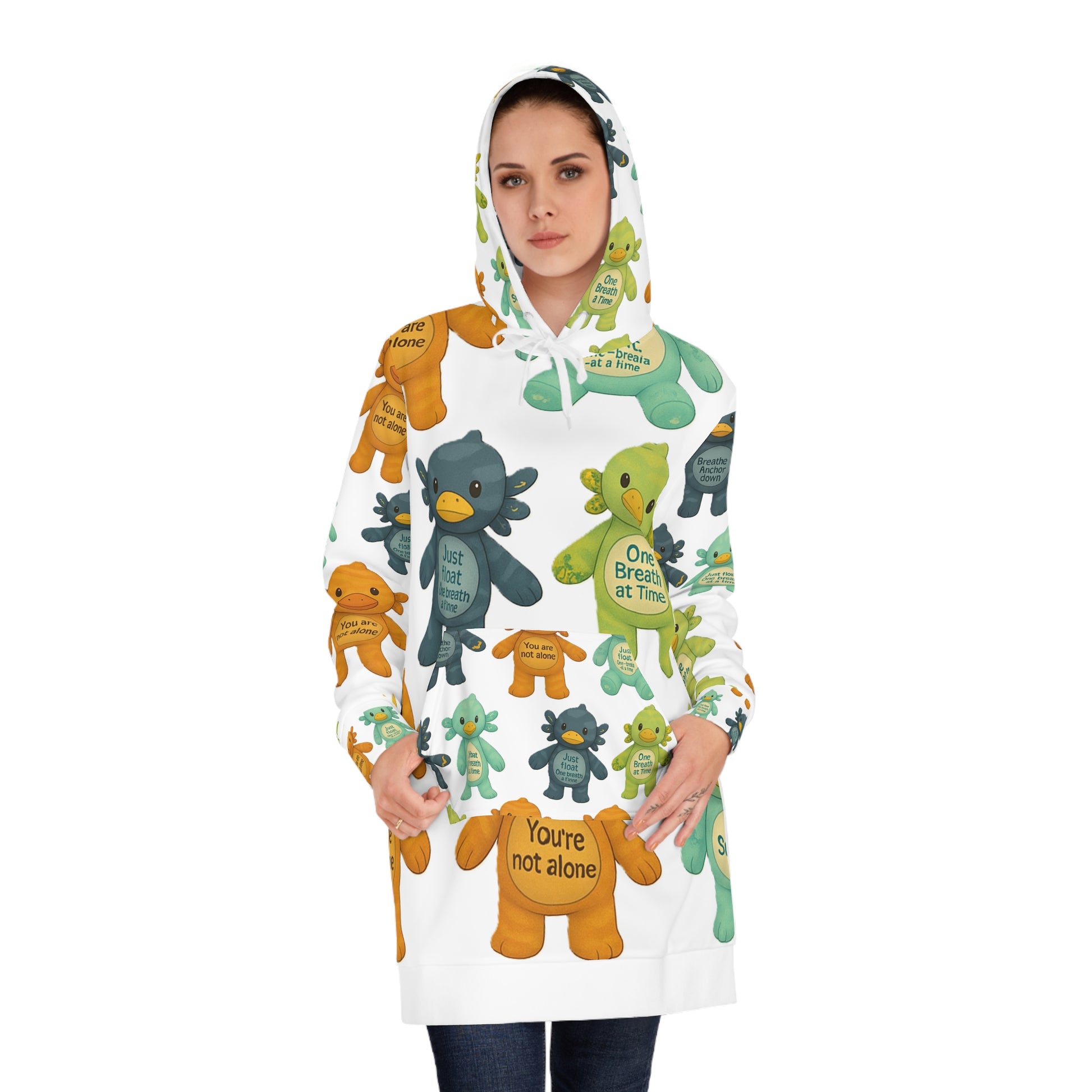 Colorful Inspirational Women's Hoodie Dress, Motivational Fashion, Self-Care Outfit, Cozy Gift for Her, Relaxed Fit, Fun and Positive Vibes